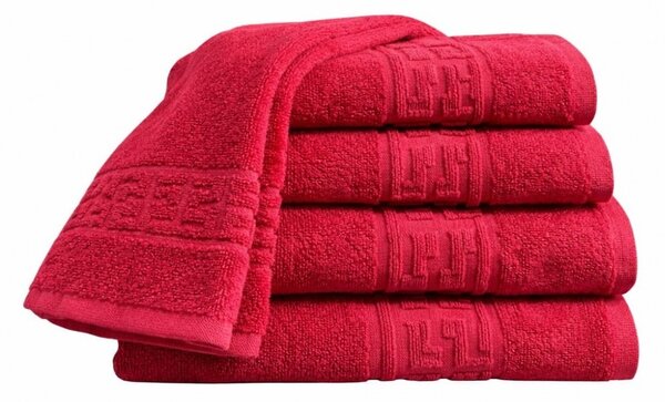 Set 5 Prosoape 50x90 cm Bumbac 500 g/mp Bordura Greceasca, Rosu