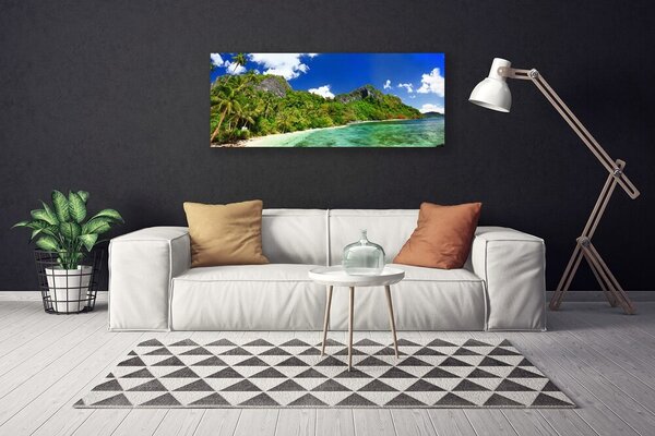 Tablou pe panza canvas Muntii Beach Peisaj Brun Verde