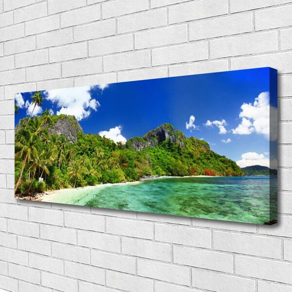 Tablou pe panza canvas Muntii Beach Peisaj Brun Verde