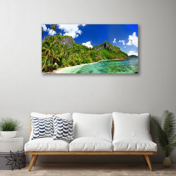 Tablou pe panza canvas Muntii Beach Peisaj Brun Verde