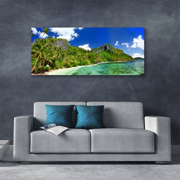 Tablou pe panza canvas Muntii Beach Peisaj Brun Verde