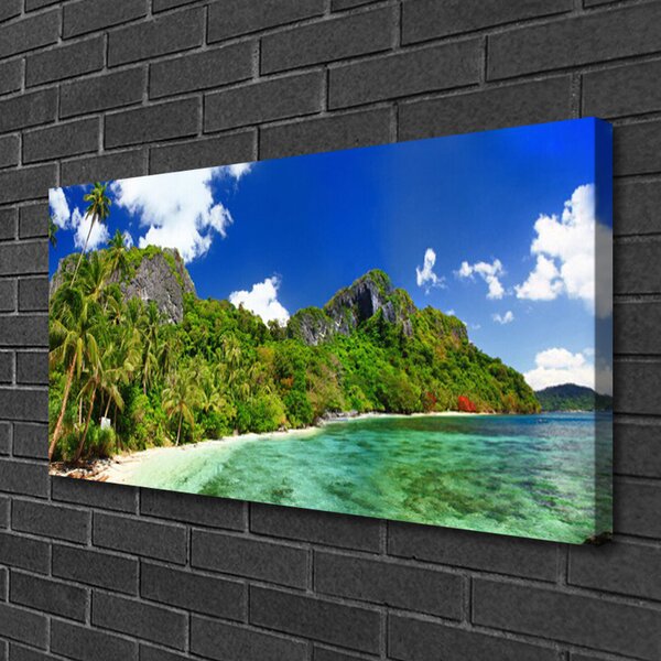 Tablou pe panza canvas Muntii Beach Peisaj Brun Verde
