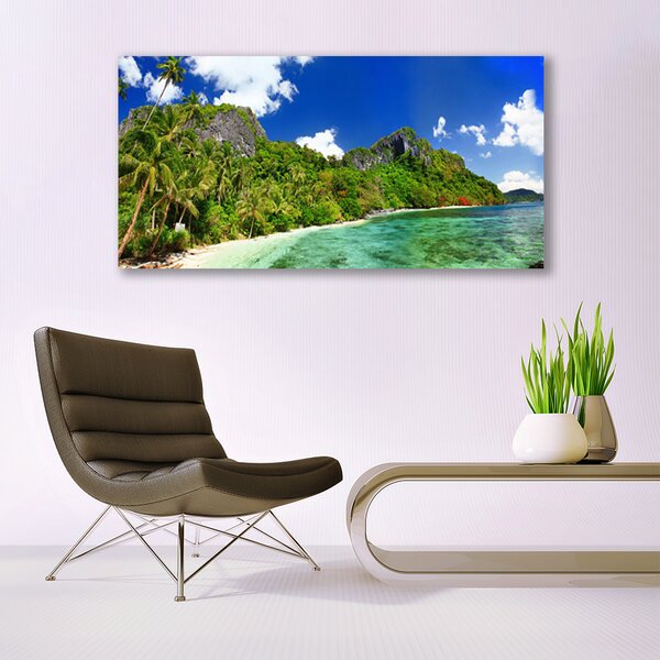 Tablou pe panza canvas Muntii Beach Peisaj Brun Verde
