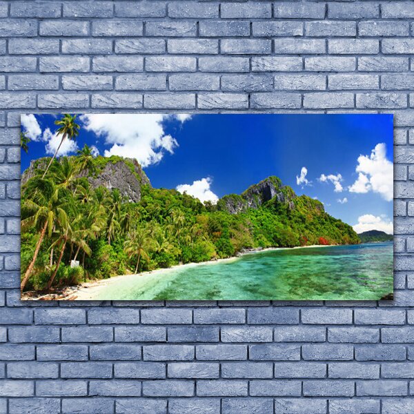 Tablou pe panza canvas Muntii Beach Peisaj Brun Verde