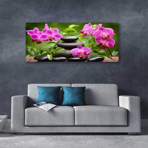 Tablou pe panza canvas Pietrele de flori Arta roz negru