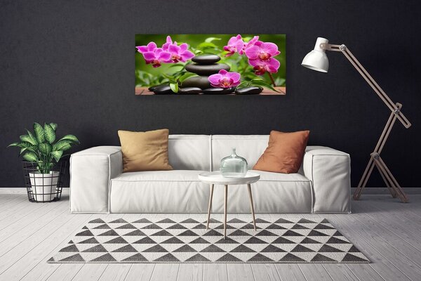 Tablou pe panza canvas Pietrele de flori Arta roz negru