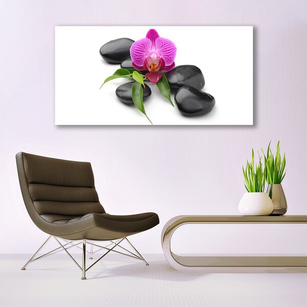 Tablou pe panza canvas Pietrele de flori Arta roz negru
