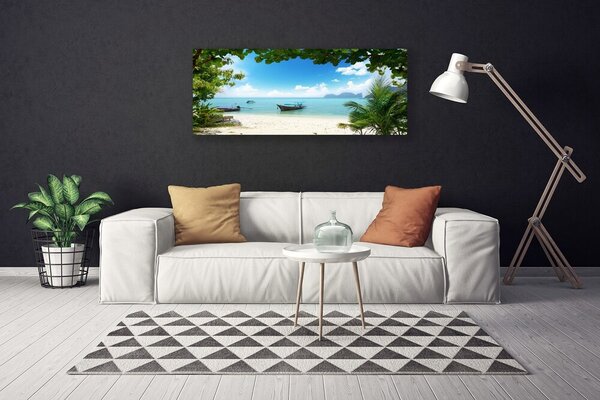 Tablou pe panza canvas Marea barca Peisaj Brun Albastru