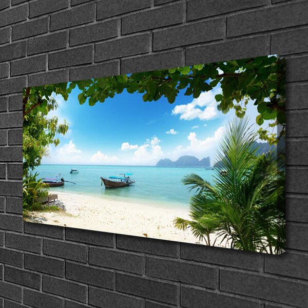 Tablou pe panza canvas Marea barca Peisaj Brun Albastru