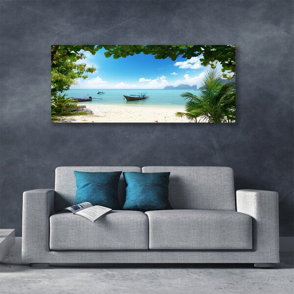 Tablou pe panza canvas Marea barca Peisaj Brun Albastru
