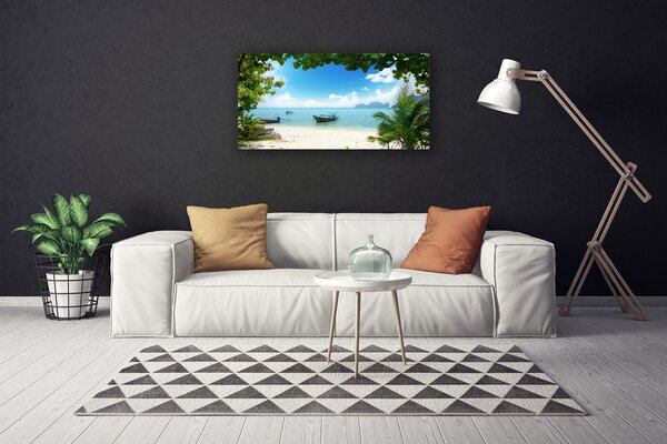 Tablou pe panza canvas Marea barca Peisaj Brun Albastru