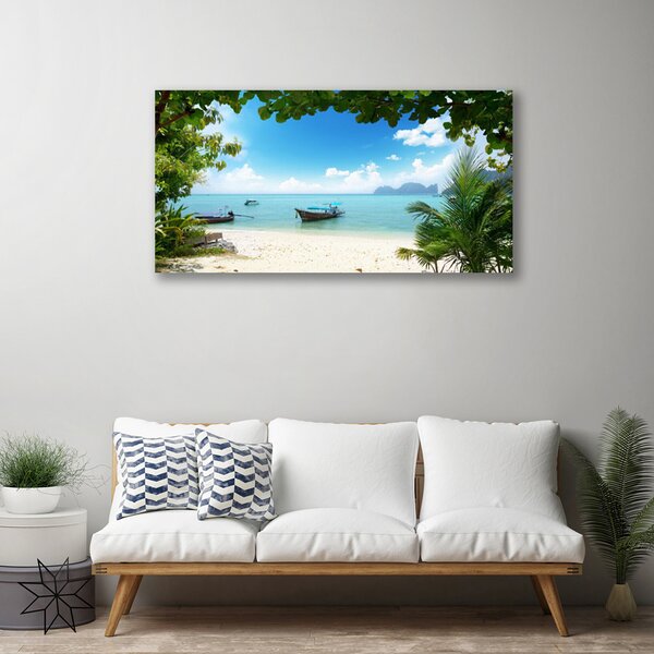 Tablou pe panza canvas Marea barca Peisaj Brun Albastru