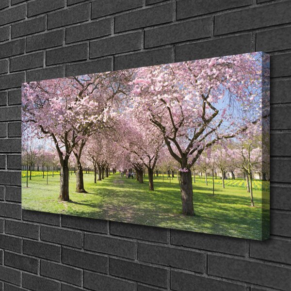 Tablou pe panza canvas Poteca Copaci Natura Brun Verde Roz