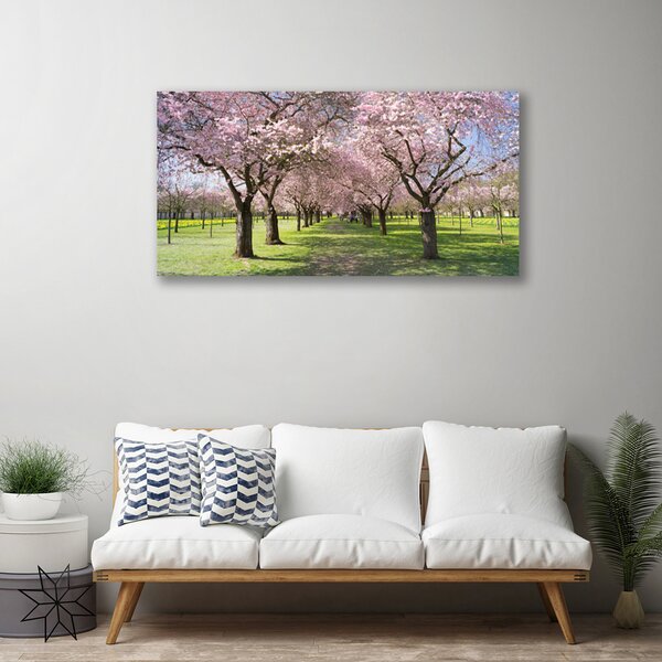 Tablou pe panza canvas Poteca Copaci Natura Brun Verde Roz