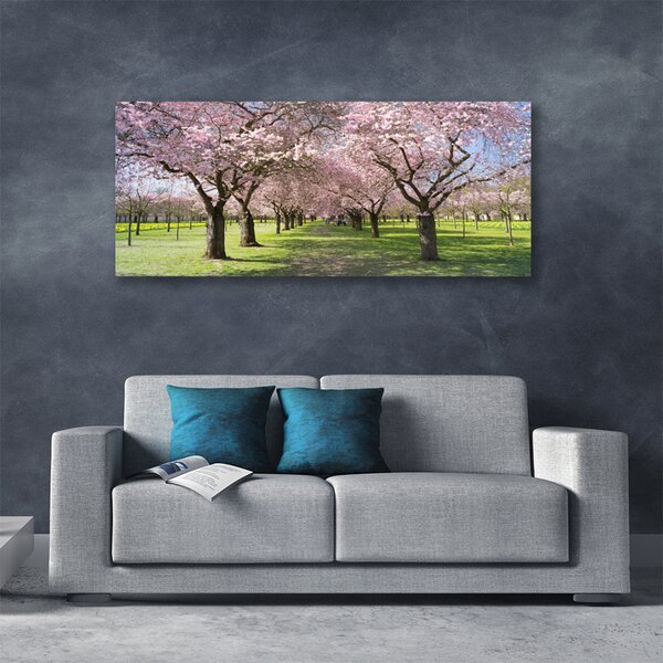 Tablou pe panza canvas Poteca Copaci Natura Brun Verde Roz