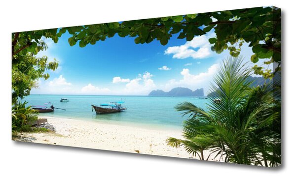 Tablou pe panza canvas Marea barca Peisaj Brun Albastru