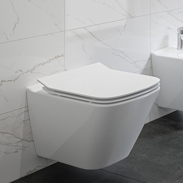 Cersanit City vas wc cu capac soft-close agăţat fără margine alb S701-405