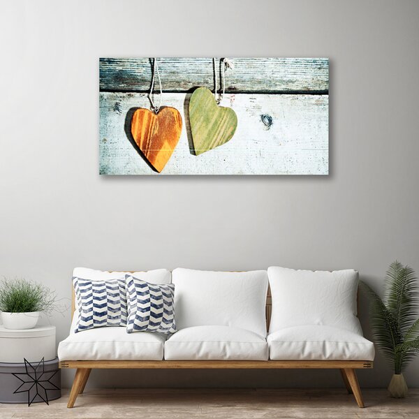 Tablou pe panza canvas Inima Art Galben Verde