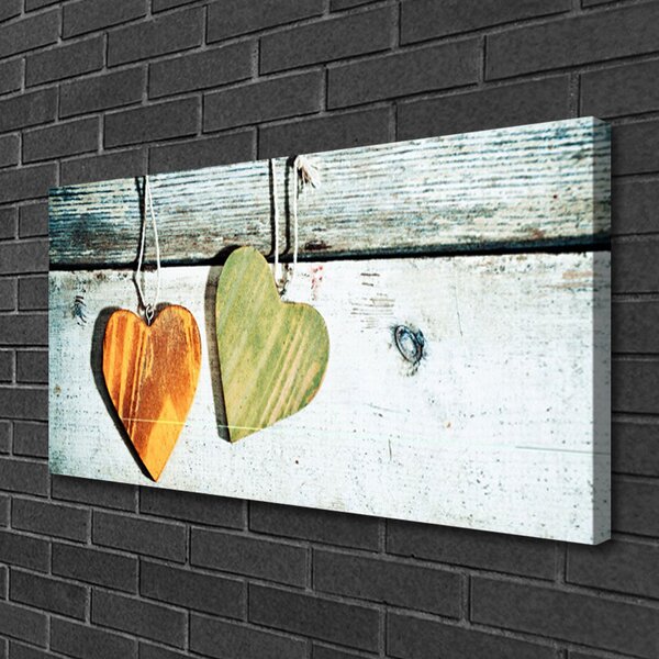 Tablou pe panza canvas Inima Art Galben Verde