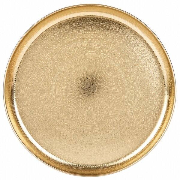 Tava metalica eleganta Pufo Golden Vintage pentru servire desert, prajituri, aperitive, 34 cm