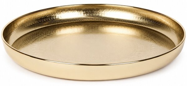 Tava metalica eleganta Pufo Golden Vintage pentru servire desert, prajituri, aperitive, 34 cm
