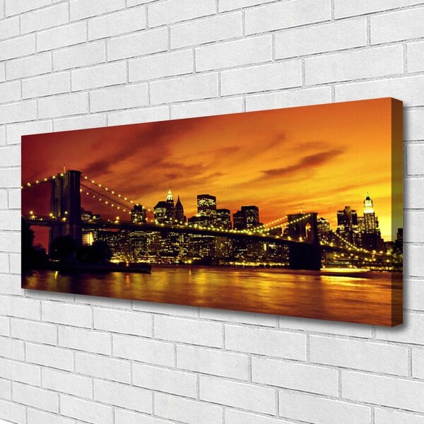 Tablou pe panza canvas Podul Arhitectura Negru Galben