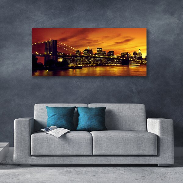 Tablou pe panza canvas Podul Arhitectura Negru Galben