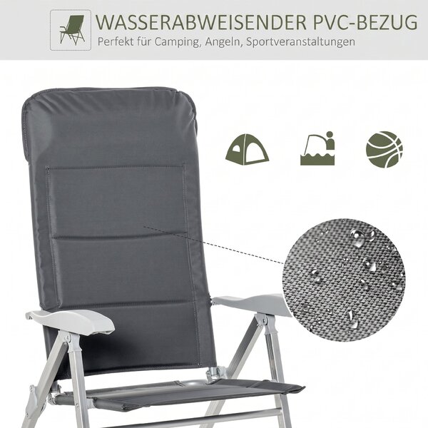 Outsunny Scaun de Pescuit Pliabil cu Cotiere și Spătar Înălțat Reglabil, 75x61.5x76-115 cm, Gri | Aosom Romania