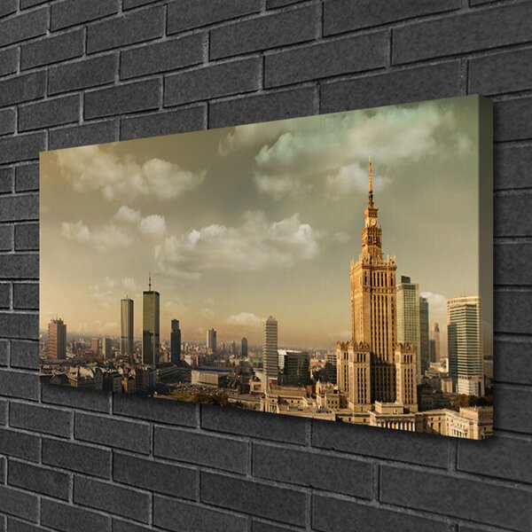 Tablou pe panza canvas Oraș Case Galben Maro Gri