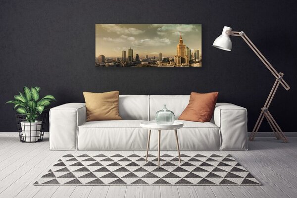 Tablou pe panza canvas Oraș Case Galben Maro Gri
