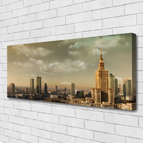 Tablou pe panza canvas Oraș Case Galben Maro Gri
