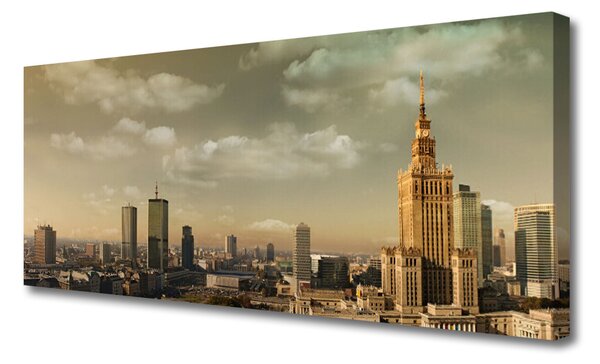 Tablou pe panza canvas Oraș Case Galben Maro Gri