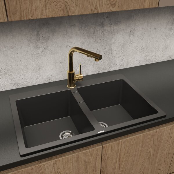 Oltens Gravan chiuvetă din granit 78x50 cm negru 72400300
