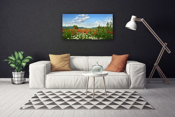 Tablou pe panza canvas Flori Meadow Natura Verde Roșu Alb