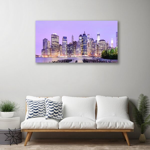 Tablou pe panza canvas Oraș Case Violet Galben Verde