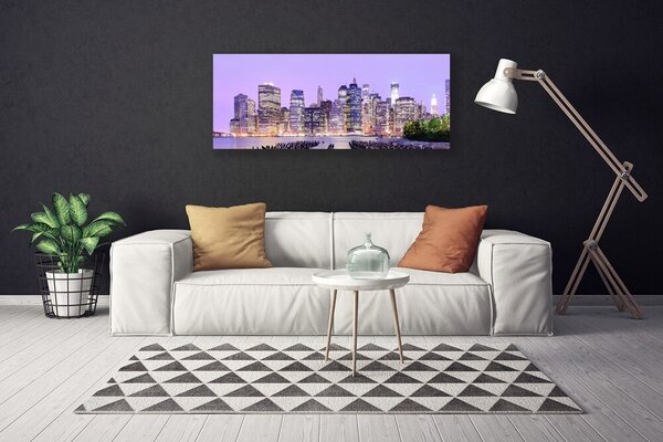 Tablou pe panza canvas Oraș Case Violet Galben Verde