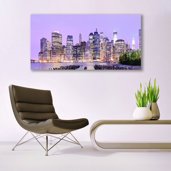 Tablou pe panza canvas Oraș Case Violet Galben Verde