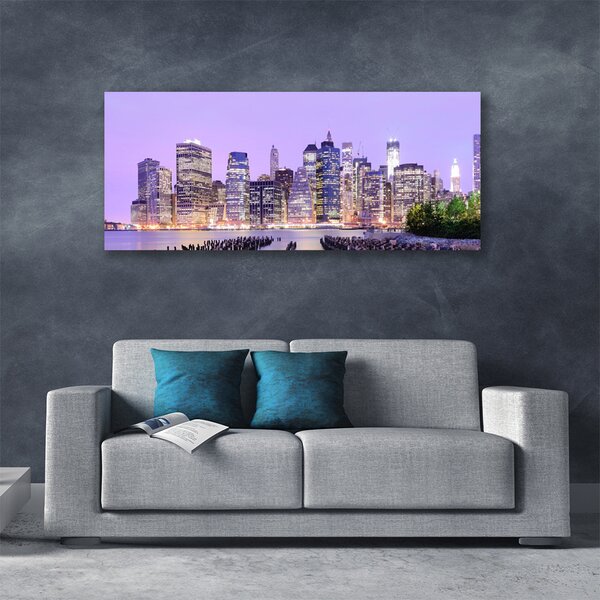 Tablou pe panza canvas Oraș Case Violet Galben Verde