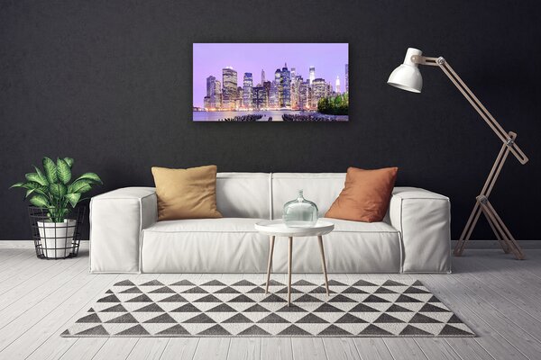 Tablou pe panza canvas Oraș Case Violet Galben Verde