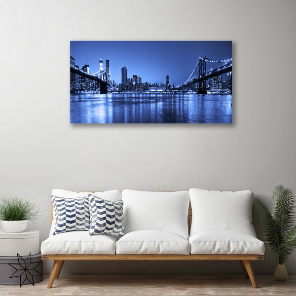 Tablou pe panza canvas Bridge City Arhitectura Purple
