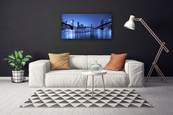 Tablou pe panza canvas Bridge City Arhitectura Purple