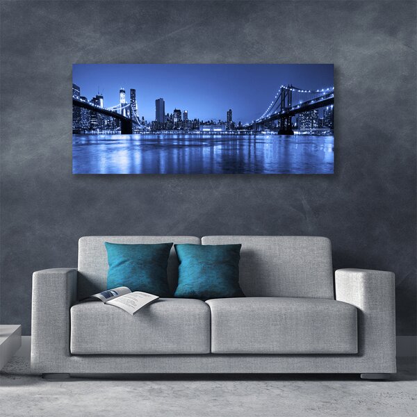 Tablou pe panza canvas Bridge City Arhitectura Purple