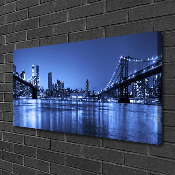 Tablou pe panza canvas Bridge City Arhitectura Purple