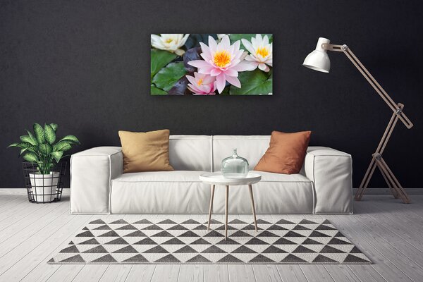Tablou pe panza canvas Flori Floral galben roz