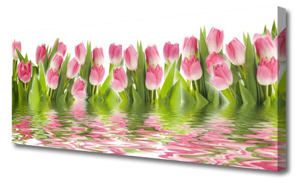 Tablou pe panza canvas Lalele Floral Roz Verde