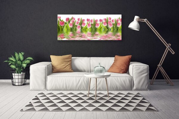 Tablou pe panza canvas Lalele Floral Roz Verde