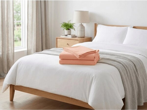 Cearsaf din bumbac LUX 140x240 cm, piersica 100% bumbac