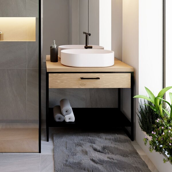 Baltica Design Elin dulap 60x35x75 cm sub chiuveta pe picioare negru-stejar 5904107906461