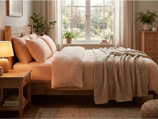 Cearsaf din bumbac LUX 140x240 cm, piersica 100% bumbac