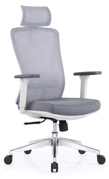 Scaun de birou ergonomic Calista cu tetiera reglabila 2D, light gray - dimensiuni 670 × 730 × 1160–1240 mm